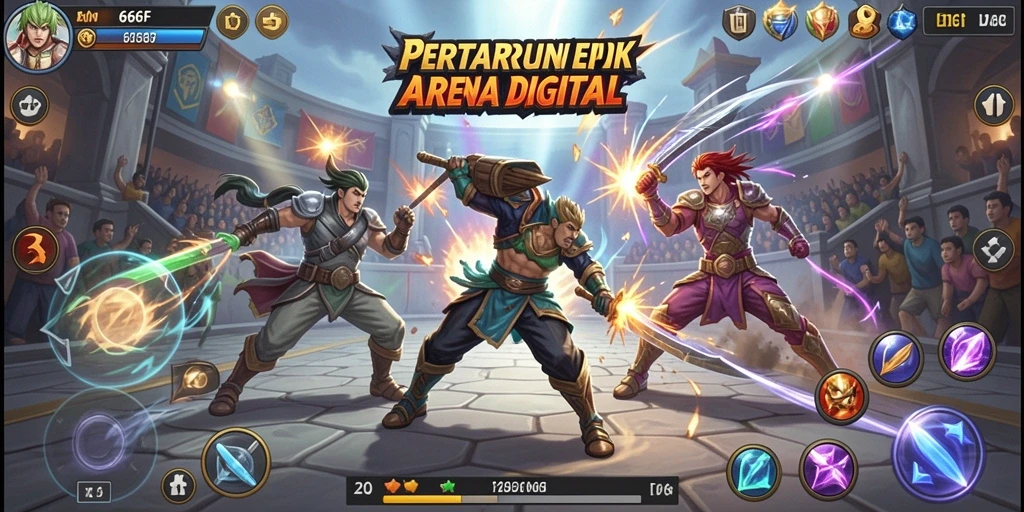 Screenshot menampilkan aksi pertarungan intens di <strong>666F</strong> dengan karakter beragam.