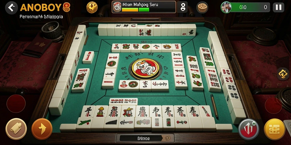 Screenshot gameplay ANOBOY yang menarik dan penuh tantangan Mahjong.