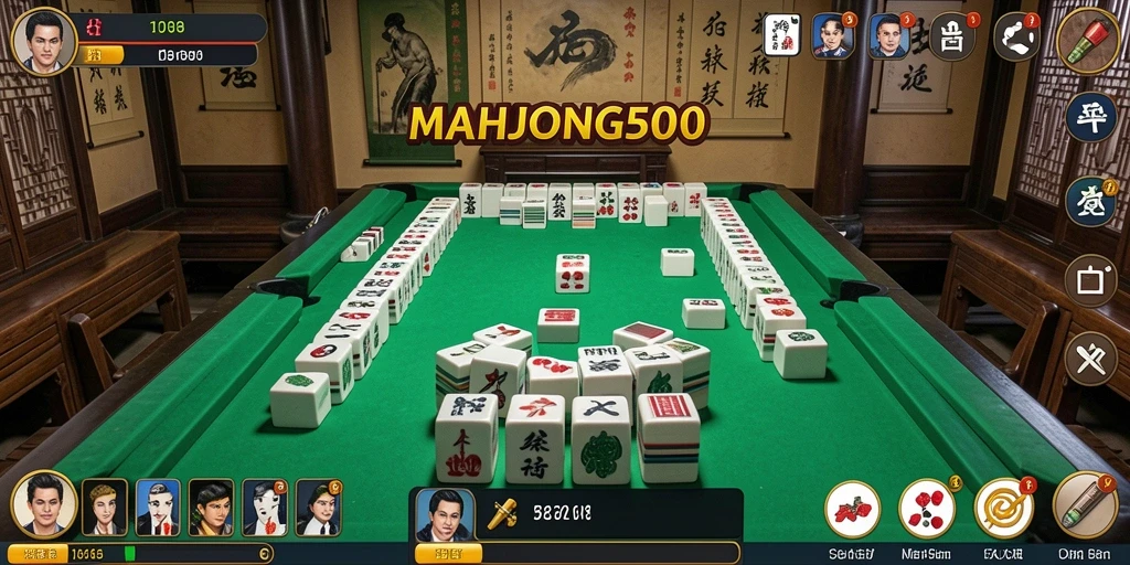 Tampilan gameplay menarik dari MAHJONG500 yang menyenangkan.