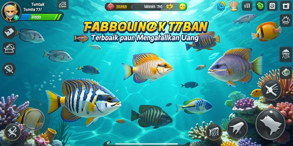 Tampilan gameplay NABUNG77 saat menangkap ikan.