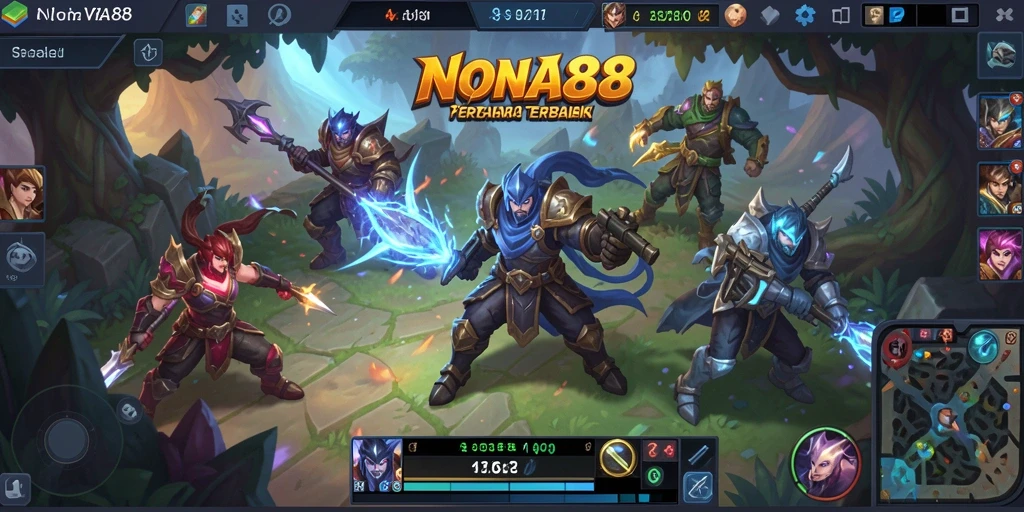 Tangkapan layar utama NONA88 yang menunjukkan pertarungan seru dalam game MOBA.