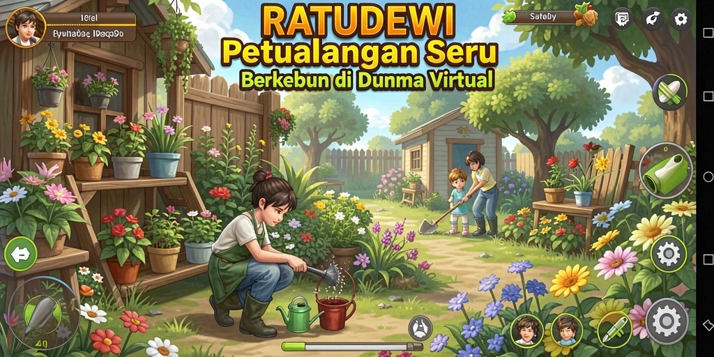 Tampilan gameplay menarik dengan aktivitas berkebun yang seru.