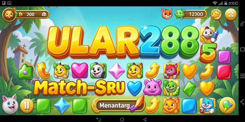Tampilan gameplay ULAR288 dengan elemen Match-3 yang menarik.